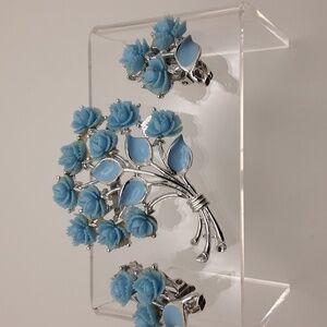 Vintage JJ Jonette Rose Brooch & Clip-On Earrings Set - Excellent Used C…